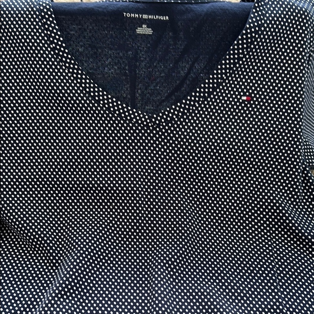 Tommy Hilfiger Short Sleeves Polka Dot Top Size: woman's 0X